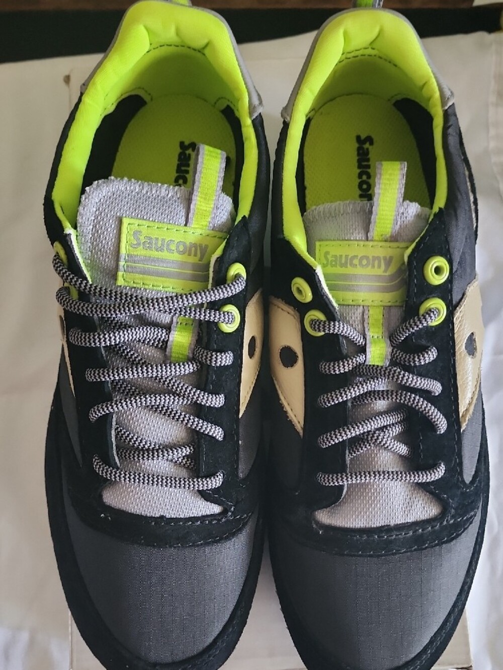 Saucony Jazz 81 Peak Premium Black Acid Lime Sneakers NIB Men's 10 - Picture 3 of 4